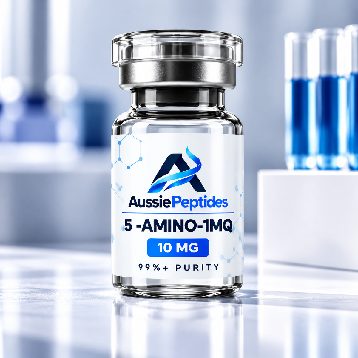 5-Amino-1MQ 10mg vial with AussiePeptides label
